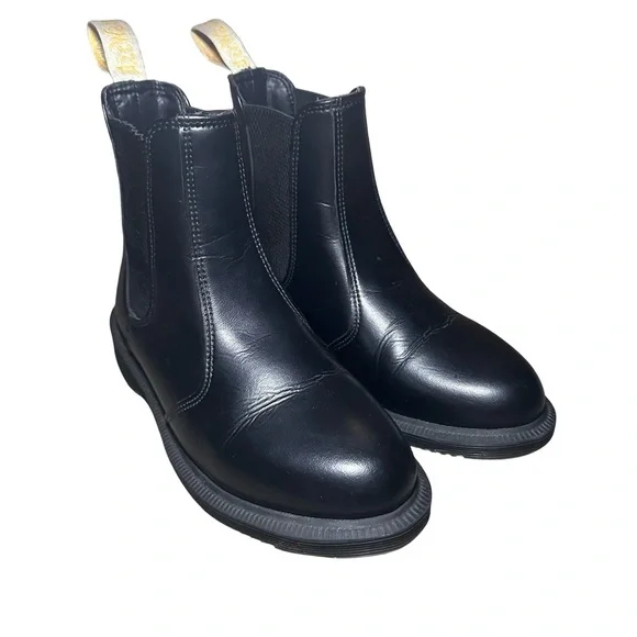 DR. MARTENS Black Vegan Flora Chelsea Slip On Boots Women’s Size 5